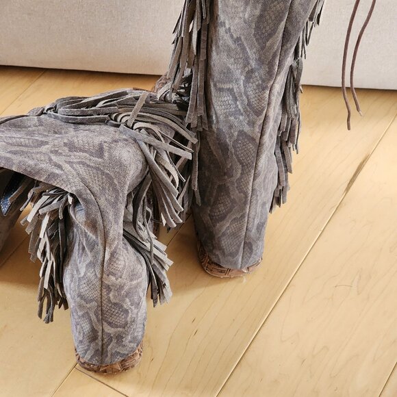 El Vaquero Colleen reptile boots Sz 40 Over the knee - Picture 7 of 10